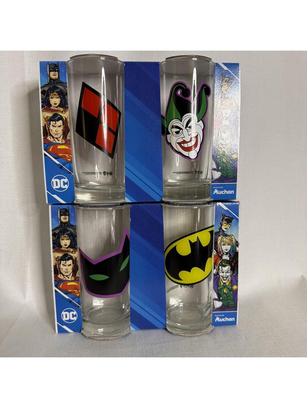 Set 4 DC Comics Batman Glasses 9oz highball Includes Catwoman Joker Harley Quinn